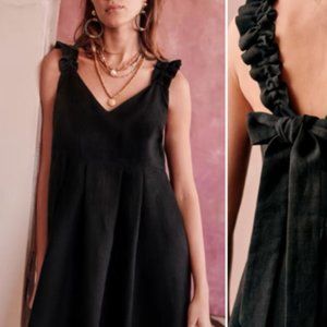 SÉZANE Lizon Linen Black Mini Dress Size 40